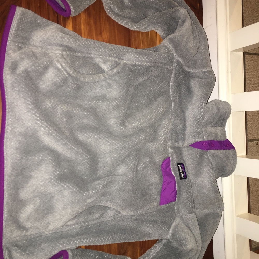 Gray and purple Patagonia pullover